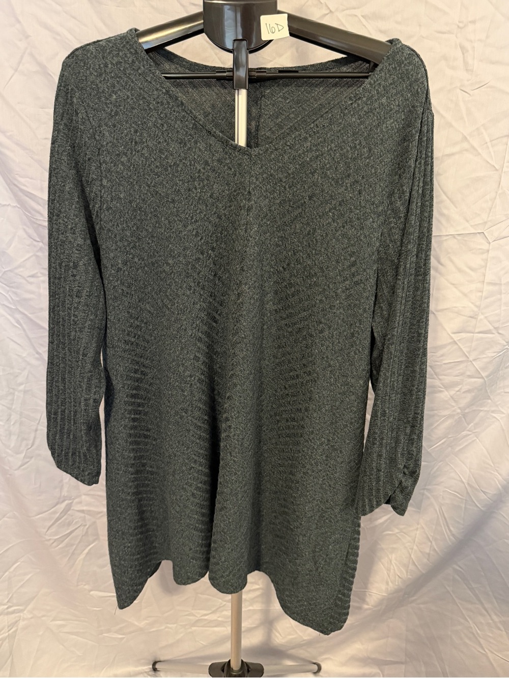 Dark Green V-Neck Long Sleeve Knit Top